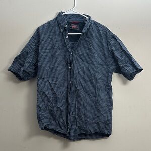 Wrangler Dark Blue Checkered Button-Down Shirt